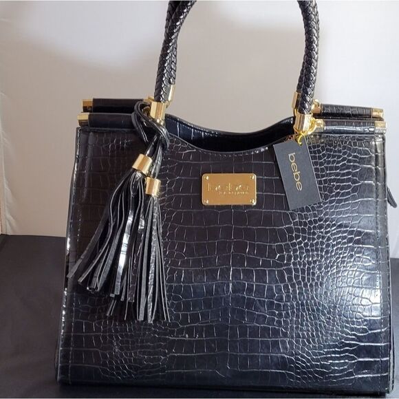 BEBE NATALIE MICRO CROCO  SHOPPER CROSSBODY BAG - Picture 4 of 15